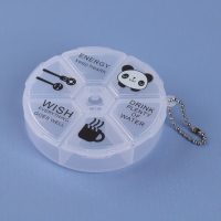 Таблетница &laquo;Keep health&raquo;, с цепочкой, d = 8 &times; 2 см, 6 секций, цвет МИКС