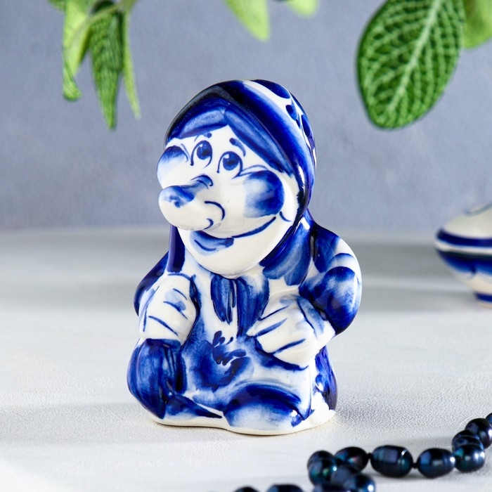 Сувенир "Баба Яга Буся", 12 х 8 см, гжель