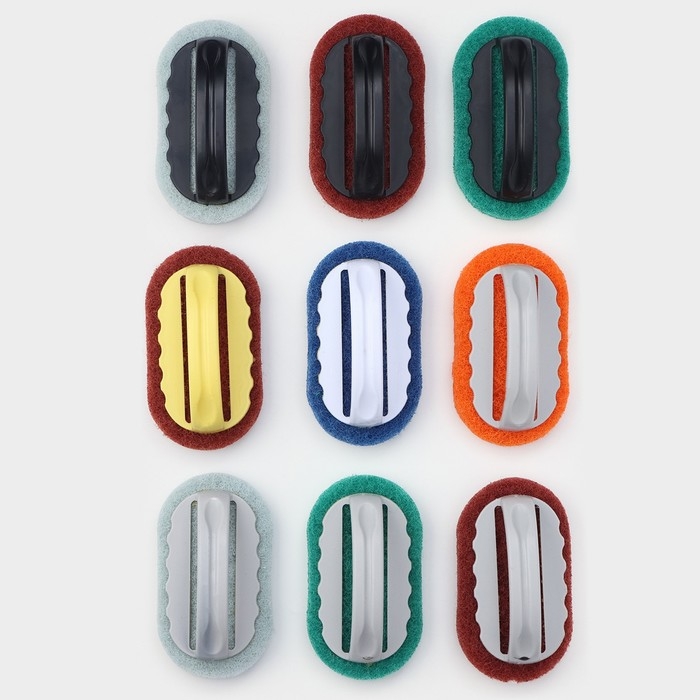 Щётка абразивная с ручкой Доляна, 15&times;8 см, цвет МИКС