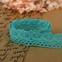 Кружево вязаное, 25 мм &times; 2,7 &plusmn; 0,5 м, цвет бирюзовый