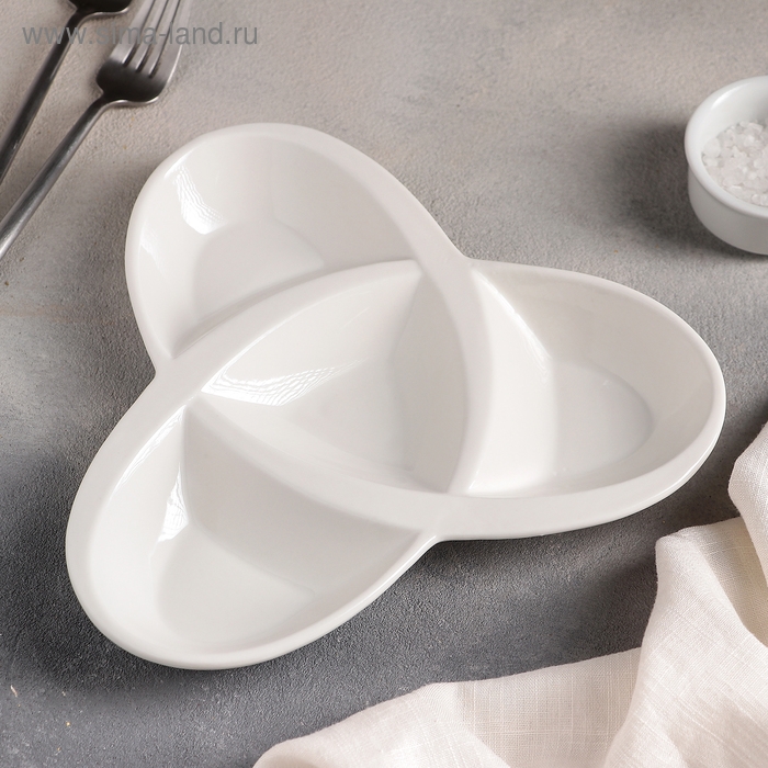 Менажница керамическая 4 ячейки &laquo;Трикветр&raquo;, 21&times;2,5 см