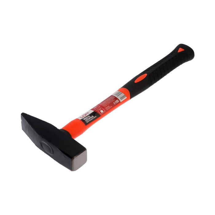 Молоток слесарный ЛОМ, квадратный боек, фиберглассовая обрезиненная рукоятка, 1000 г