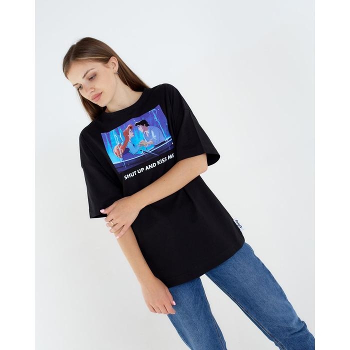 Футболка &laquo;Kiss me&raquo; Принцессы oversize, цвет чёрный