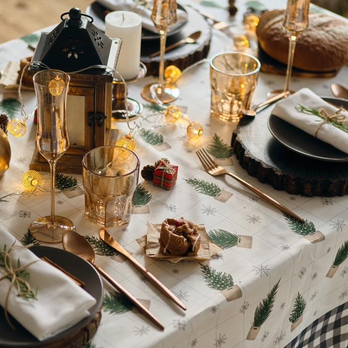 Скатерть новогодняя Этель Happy New Year 149х180см с ГМВО, 100% хлопок, 190г/м2 Скатерть новогодняя Этель Happy New Year 149х180см с ГМВО, 100% хлопок, 190г/м2