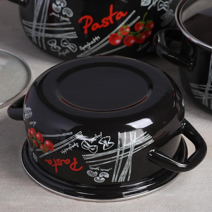 Набор эмалированных кастрюль &laquo;Болоньезе&raquo;, 3 предмета: 2 л, 3 л, 4 л, d=20,5 см, 23 см, 26 см, индукция