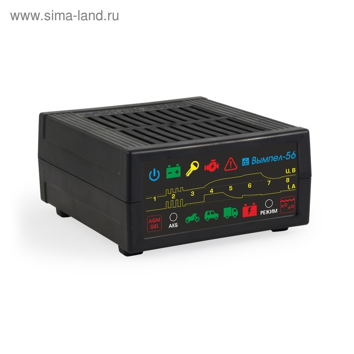 Зарядно-предпусковое устройство Зарядно-предпусковое устройство "Вымпел-56" с диагностикой АКБ, стартера, генератора, 20 А, 12 В, для гелевых, кислотных и AGM АКБ