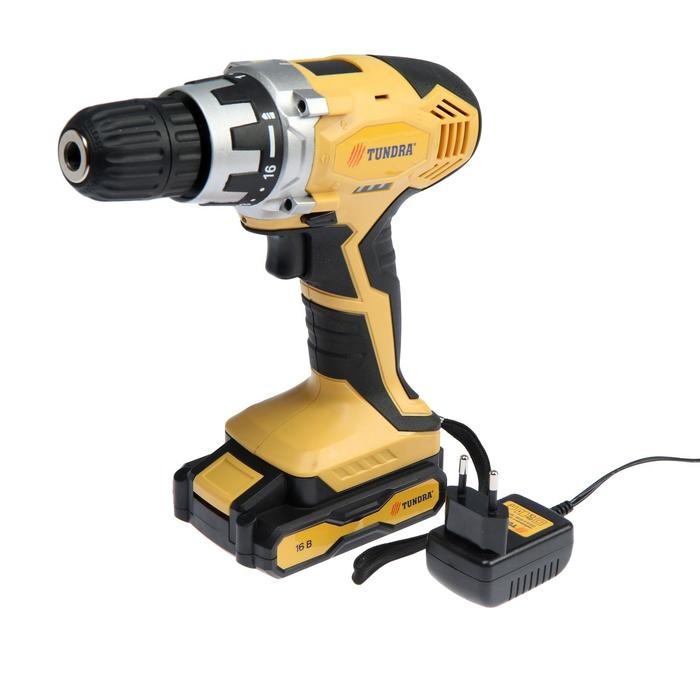 Шуруповерт ТУНДРА, патрон БЗ до 10 мм, подсветка, Li-ion 1300 mAh 16V, 550 об/мин, 24 Н*м Шуруповерт ТУНДРА, патрон БЗ до 10 мм, подсветка, Li-ion 1300 mAh 16V, 550 об/мин, 24 Н*м