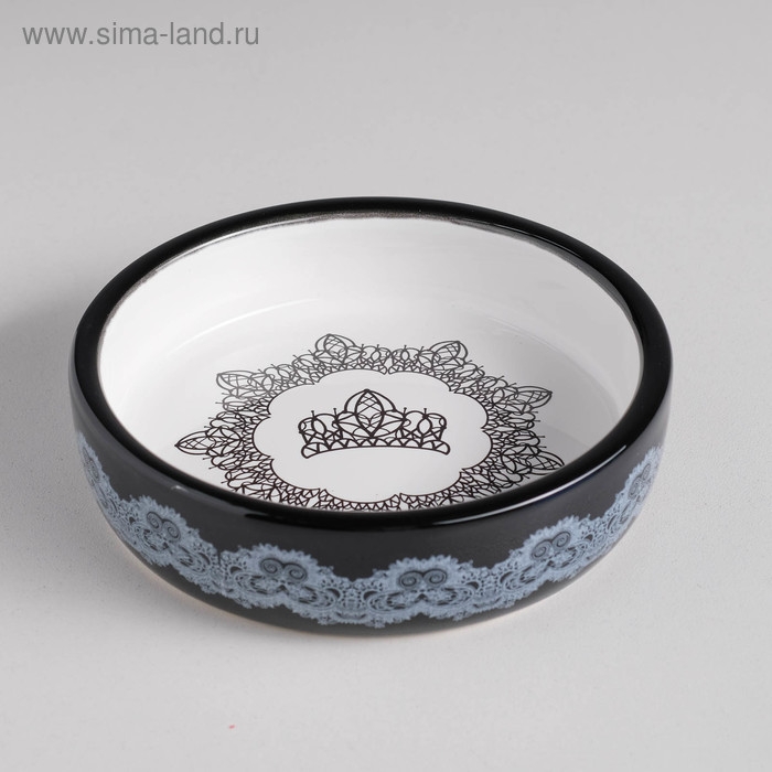 Миска керамическая с орнаментом 200 мл 12 х 3 см, бежево-черная Миска керамическая с орнаментом 200 мл 12 х 3 см, бежево-черная