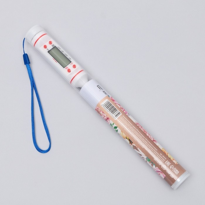 Термометр (термощуп) электронный на батарейках &laquo;Живи со вкусом&raquo;, белый.