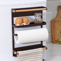 Держатель для кухонных принадлежностей на магните Доляна, 6 крючков, 4 направляющих, 34&times;24,5&times;34 см, цвет коричневый