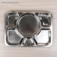 Поднос из нержавеющей стали, 6 секций, 39,5×29×1,5 см, цвет серебряный Поднос из нержавеющей стали, 6 секций, 39,5×29×1,5 см, цвет серебряный