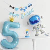 Шар фольгированный 40" &laquo;Цифра 5 с короной&raquo;, цвет голубой