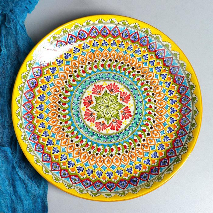 Ляган Риштанская Керамика Ляган Риштанская Керамика "Узоры", 36 см, жёлтый