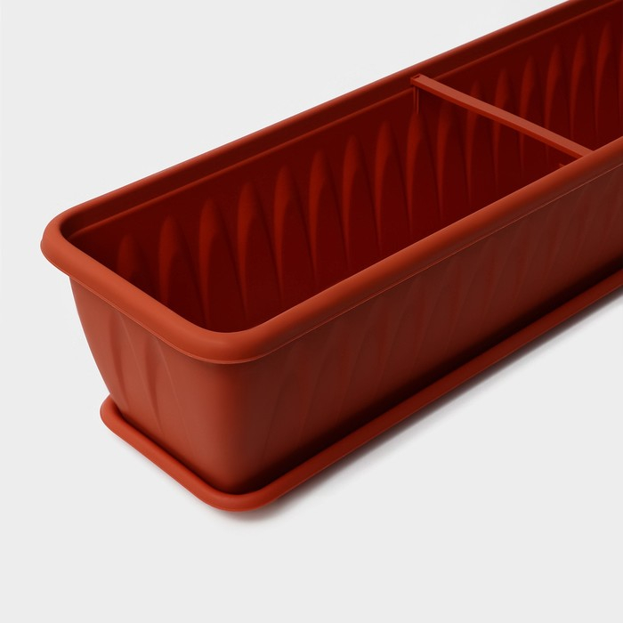 Ящик балконный «Алиция», 100 см, с поддоном, цвет терракотовый Ящик балконный «Алиция», 100 см, с поддоном, цвет терракотовый