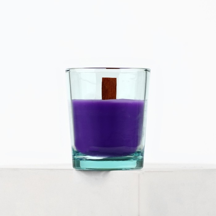 Ароматическая свеча в стекле &laquo;Цветочные поля&raquo;, с соевым воском: лаванда, 6 х 5 х 5 см.