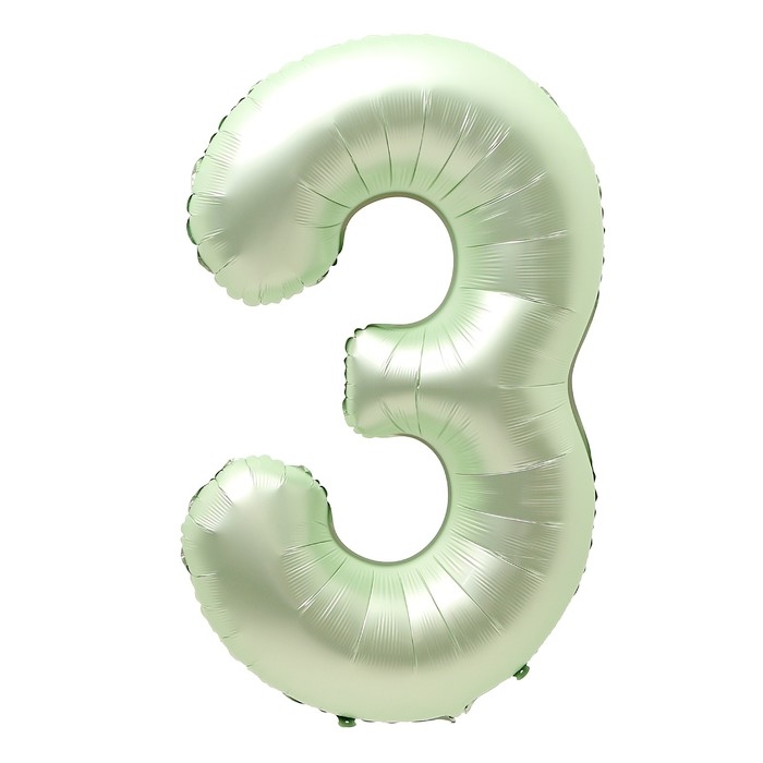 Шар фольгированный 40 Шар фольгированный 40" «Цифра 3», салатовый металлик