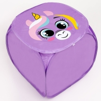 Корзина для хранения игрушкек с крышкой &laquo;Единорожик&raquo;, 42 х 42 х 42 см, фиолетовая