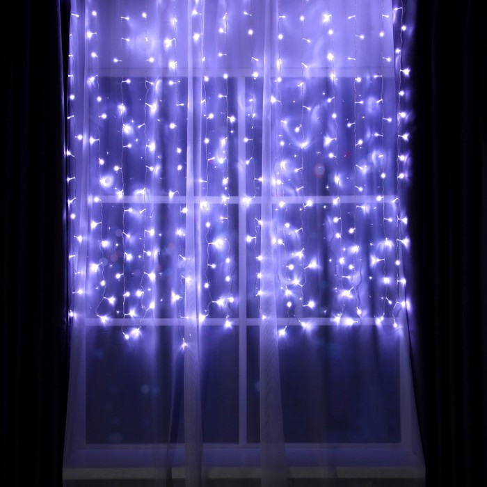 Гирлянда &laquo;Занавес&raquo; 2 &times; 1.5 м, IP20, прозрачная нить, 360 LED, свечение белое, 8 режимов, 220 В