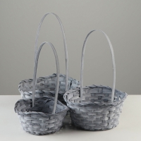 Набор корзин, 19х7,5х9,5/31 см, 22х9х11/34 см, 24х9х11,5/35 см, 3 шт, серые, бамбук Набор корзин, 19х7,5х9,5/31 см, 22х9х11/34 см, 24х9х11,5/35 см, 3 шт, серые, бамбук