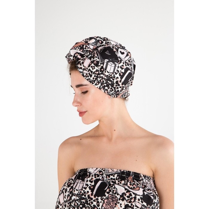 Набор для сауны Этель Набор для сауны Этель "Леопард" парео 80*144 см + чалма, вафля 200г/м2, 100% хл