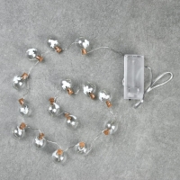 Гирлянда «Нить» 1.6 м с насадками «Шарики с оленем», IP20, серебристая нить, 15 LED, свечение тёплое белое, ААх2 Гирлянда «Нить» 1.6 м с насадками «Шарики с оленем», IP20, серебристая нить, 15 LED, свечение тёплое белое, ААх2