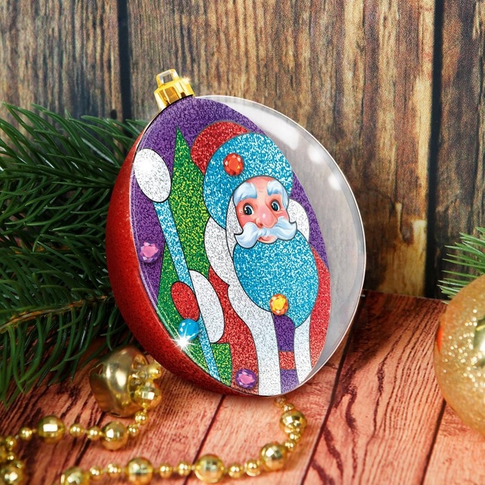 Ёлочный шар - фреска своими руками на новый год &laquo;Дед Мороз&raquo;, новогодний набор для творчества