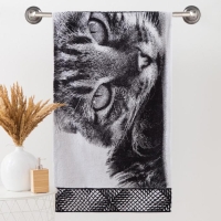 Полотенце махровое Этель ЧБ &laquo;Котик&raquo; 50х90 см