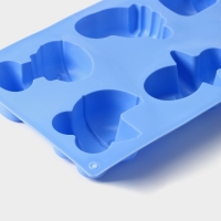 Форма для выпечки Доляна &laquo;Праздник.Для новорожденных&raquo;, силикон, 28,5&times;16,5 см, 6 ячеек (8х5,7 см), цвет МИКС