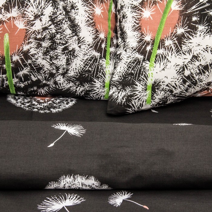 Постельное бельё 1,5 сп. &laquo;Василиса&raquo; Белые одуванчики, 145х215 см, 150х214 см, 70х70 см - 2 шт.