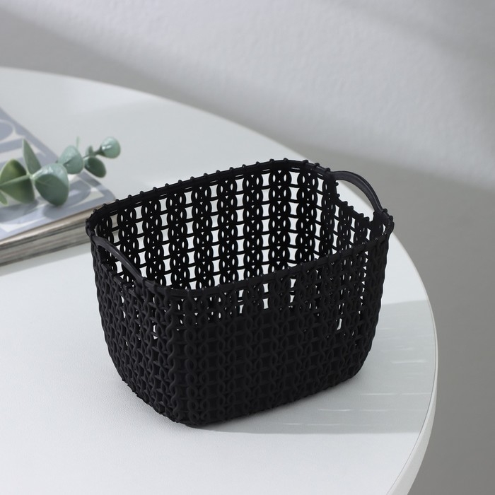 Корзина для хранения с ручками &laquo;Плетение&raquo;, пластик, 12&times;8,5&times;8 см, цвет МИКС