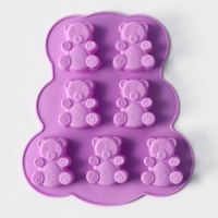 Форма для выпечки Доляна «Мишка», силикон, 27×24 см, 7 ячеек, цвет сиреневый Форма для выпечки Доляна «Мишка», силикон, 27×24 см, 7 ячеек, цвет сиреневый