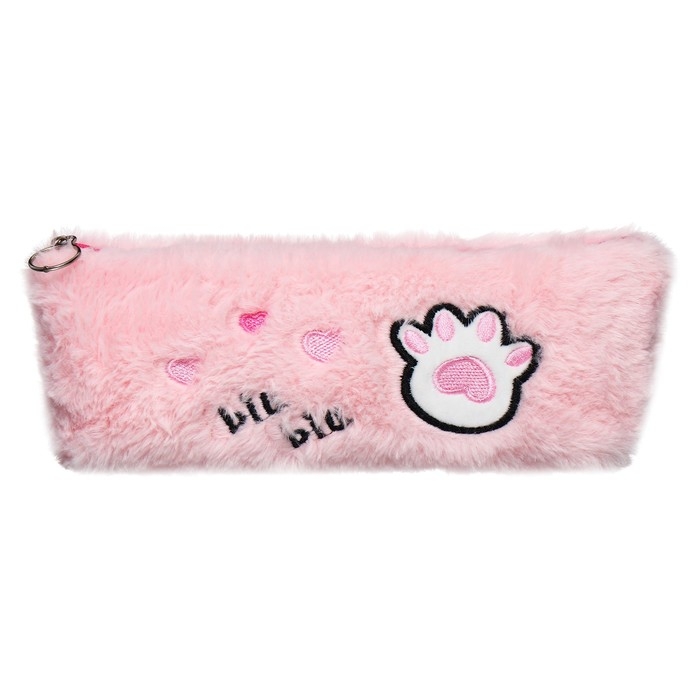 Пенал школьный на молнии "Лапка" Calligrata, розовый