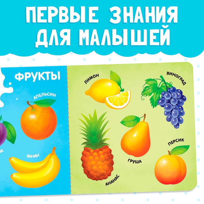 Картонная книга «Фрукты, овощи и не только», 10 стр. Картонная книга «Фрукты, овощи и не только», 10 стр.