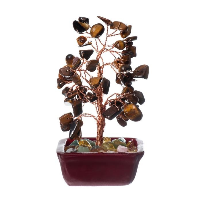 Сувенир бонсай 60 камней Сувенир бонсай 60 камней "Денежное дерево с тигровыми кристаллами" 13х7х5 см