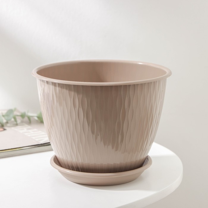 Цветочный горшок с поддоном &laquo;Корсика&raquo;, 1,8 л, d=17, цвет фраппе