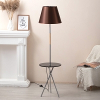 Торшер "Патрисиа" 1х15Вт Е27 со столиком хром/коричневый 40х40х157см Торшер "Патрисиа" 1х15Вт Е27 со столиком хром/коричневый 40х40х157см