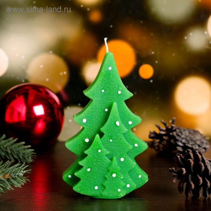 Свеча декоративная Свеча декоративная "Еловый лес", 7,5×4,5×12 см, зеленая