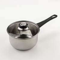 Набор посуды из нержавеющей стали &laquo;Чёрная ночь&raquo;, 8 предметов: ковш 1,5 л, 2 кастрюли 2/3 л, сковорода d=24 см, крышки, стенки 0,3 мм, дно 5 мм