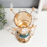 Подсвечник металл на 1 свечу "Веточки с кристаллами. Сине-зелёный шар" золото 38х17х17 см Подсвечник металл на 1 свечу "Веточки с кристаллами. Сине-зелёный шар" золото 38х17х17 см