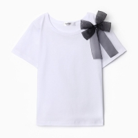 Футболка детская KAFTAN "Бантик", р.32 (110-116 см), белый/черный Футболка детская KAFTAN "Бантик", р.32 (110-116 см), белый/черный