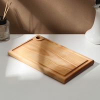 Доска разделочная с кровостоком Adelica, 26&times;16&times;2 см, покрыта маслом, цельная берёза