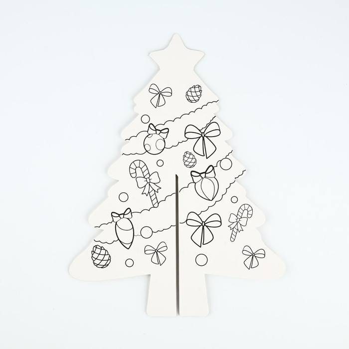 Ёлка раскраска настольная на новый год &laquo;Милый зайчик&raquo;, новогодний набор для творчества