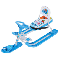 Снегокат &laquo;Тимка спорт 4-1 ми-ми-мишки&raquo;, ТС4-1/ММ1, со спинкой и ремнём безопасности, цвет голубой/белый