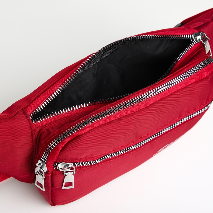 Поясная сумка на молнии, 2 наружных кармана, цвет красный Поясная сумка на молнии, 2 наружных кармана, цвет красный