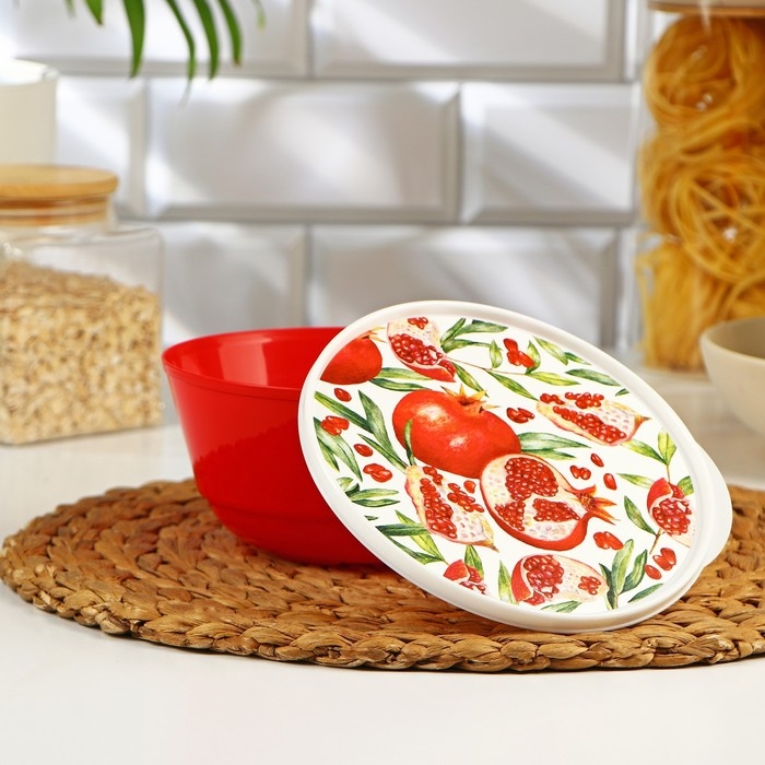 Набор мисок с крышкой «Гранат», 3 шт: 1 л, 2 л, 3 л, цвет красный Набор мисок с крышкой «Гранат», 3 шт: 1 л, 2 л, 3 л, цвет красный