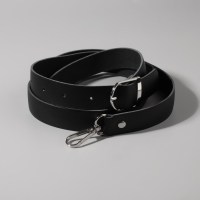 Ручка для сумки из натуральной кожи, регулируемая, с карабинами, 125 ± 2 см × 2,5 см, цвет чёрный/серебряный Ручка для сумки из натуральной кожи, регулируемая, с карабинами, 125 ± 2 см × 2,5 см, цвет чёрный/серебряный