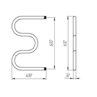 Полотенцесушитель водяной ТЕРА, М-образный, 600х400 мм, D=32 мм, наружная резьба 1"