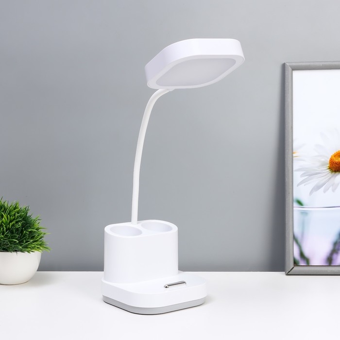 Настольная лампа Настольная лампа "Ронд" LED, от USB/АКБ 10 Вт сенсор 3000-6000 К белый 13х13х44 см RISALUX