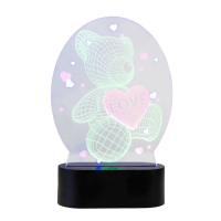 Светильник сенсорный "Мишка с сердцем" LED USB (90см) от батареек 3xАА черный 13,5х5,5х21 см RISALUX