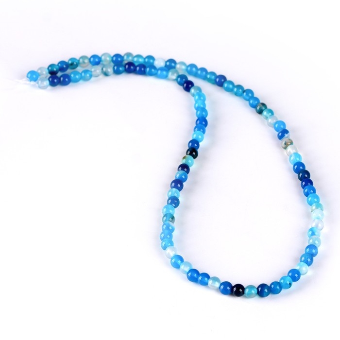 Бусины из натурального камня &laquo;Голубой агат&raquo; набор 90 шт., размер 1 шт. &mdash; 4 мм